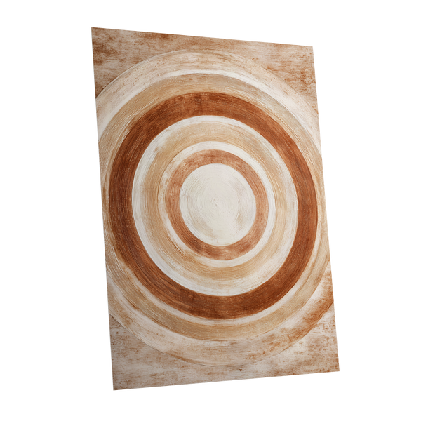 Earthen Orbit, brown, beige, white abstract wall art shown as a unframed poster wall art print