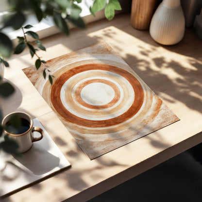 Earthen Orbit, brown, beige, white abstract wall art displayed in a styled interior, gallery view 5