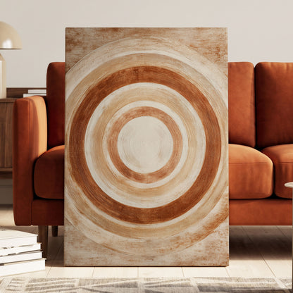 Earthen Orbit, brown, beige, white abstract wall art displayed in a styled interior, gallery view 7