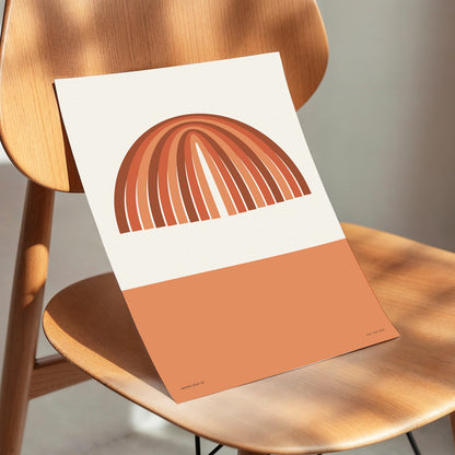 Earthen Portal Cadence, beige, brown, orange minimalist wall art displayed in a styled interior, gallery view 5