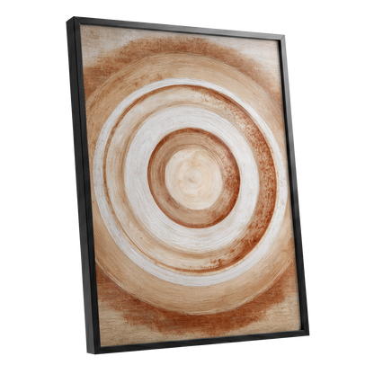 Earthen Resonance, brown, beige, white abstract wall art shown as a black framed poster wall art print