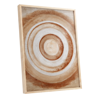 Earthen Resonance, brown, beige, white abstract wall art shown as a oak framed poster wall art print