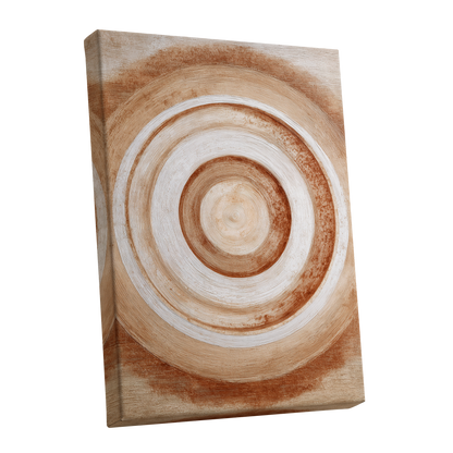 Earthen Resonance, brown, beige, white abstract wall art shown as a stretched canvas wall art