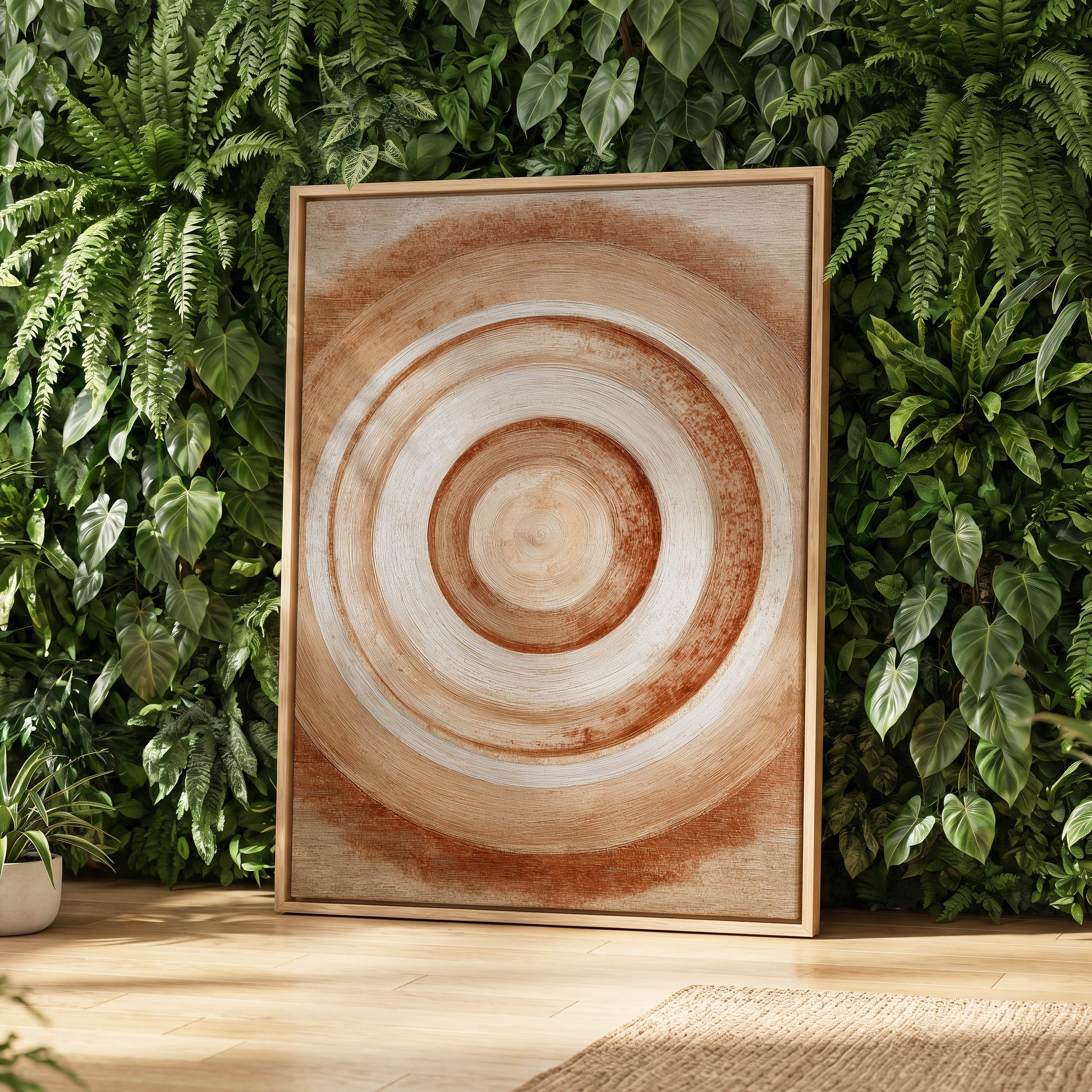 Earthen Resonance, brown, beige, white abstract wall art displayed in a styled interior, gallery view 4