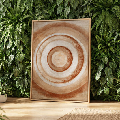 Earthen Resonance, brown, beige, white abstract wall art displayed in a styled interior, gallery view 4