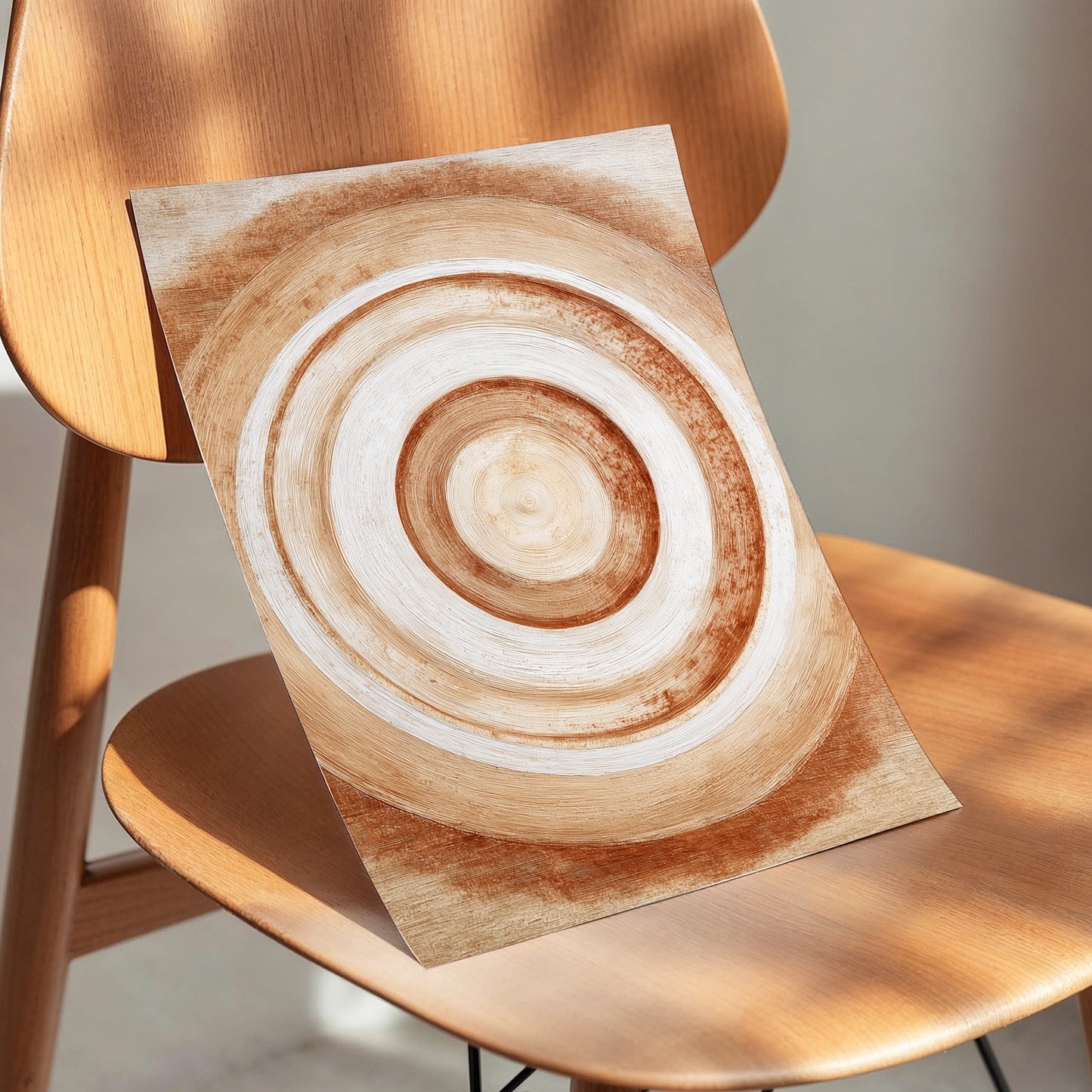 Earthen Resonance, brown, beige, white abstract wall art displayed in a styled interior, gallery view 5
