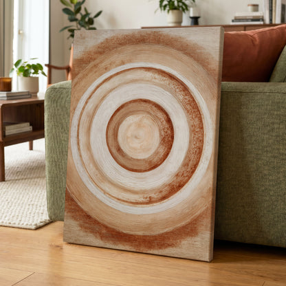 Earthen Resonance, brown, beige, white abstract wall art displayed in a styled interior, gallery view 7