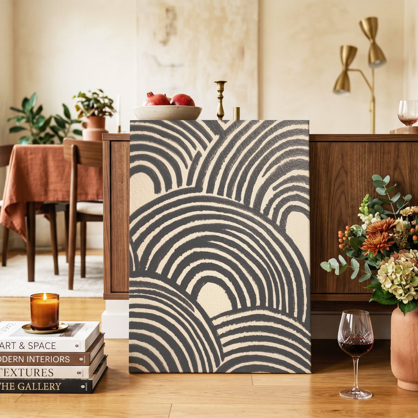 Echoed Arches – canvas wall art in a styled interior, gallery view 2