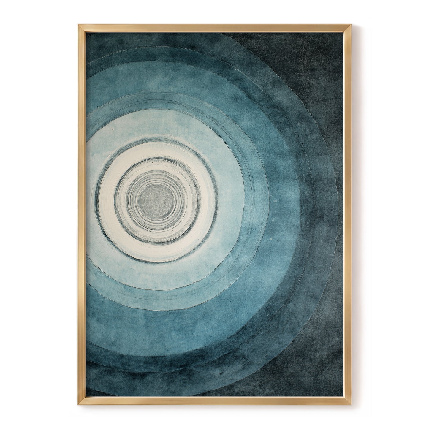 Echoes in Blue, blue, black, white abstract wall art, front artwork view