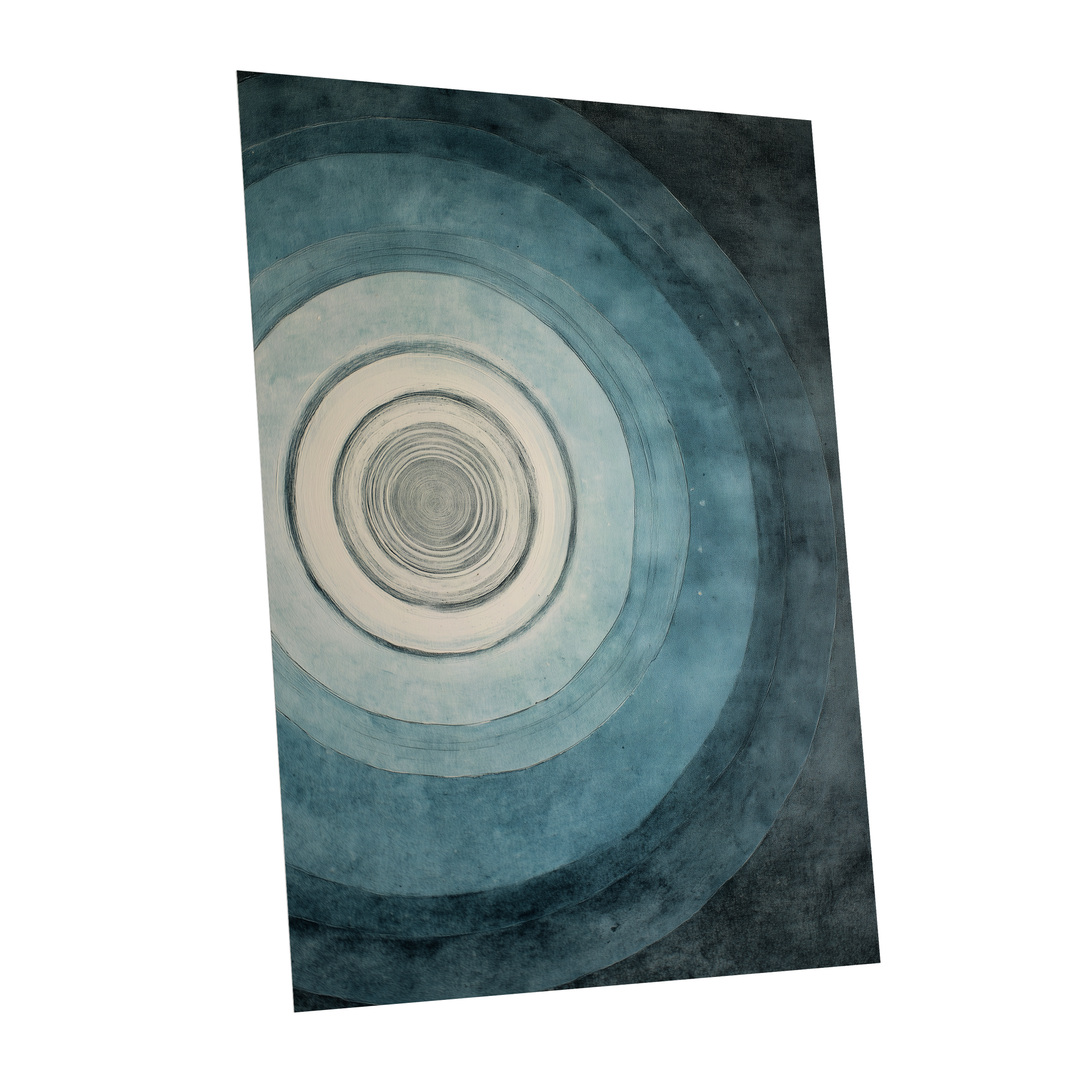 Echoes in Blue, blue, black, white abstract wall art shown as a unframed poster wall art print
