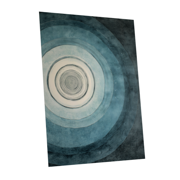 Echoes in Blue, blue, black, white abstract wall art shown as a unframed poster wall art print