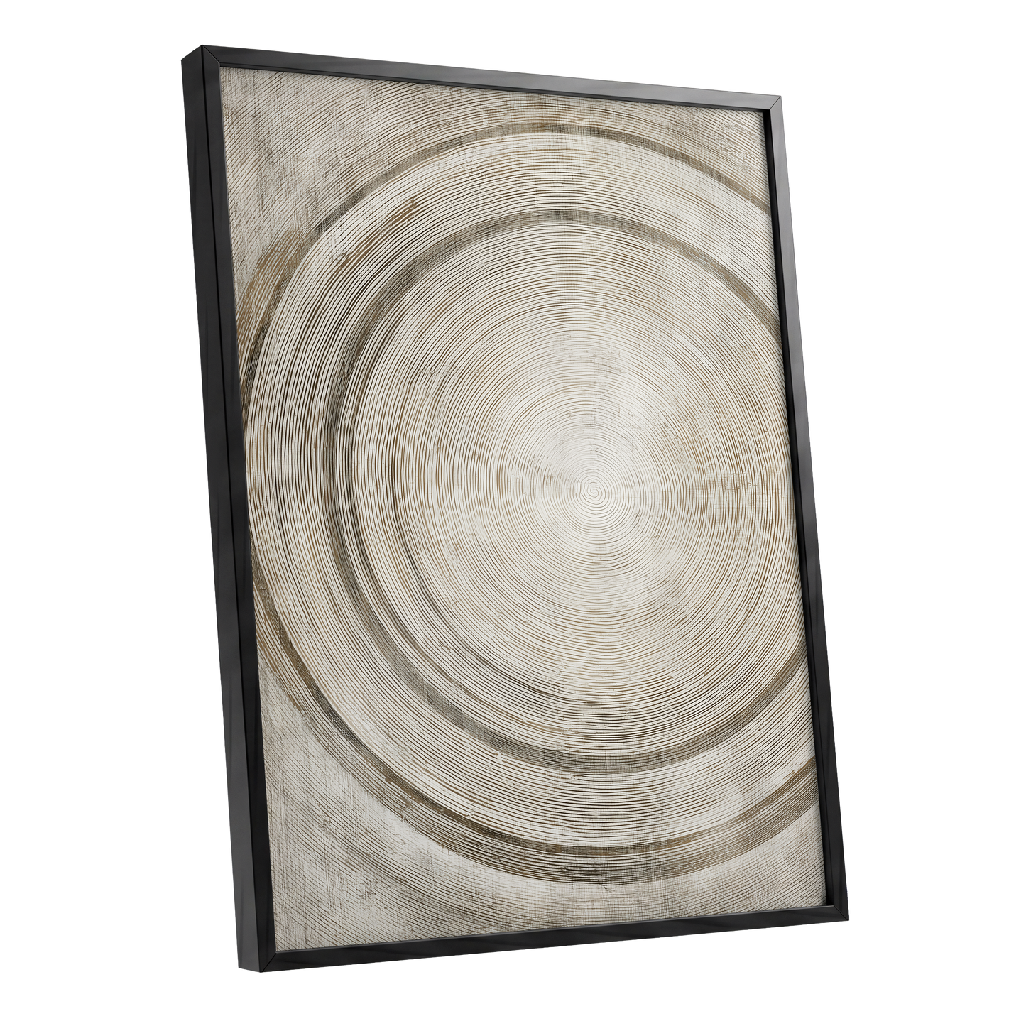 Echoes in the Grain, beige, brown, gray nature wall art shown as a black framed poster wall art print