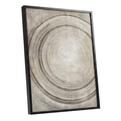 Echoes in the Grain, beige, brown, gray nature wall art shown as a black framed poster wall art print