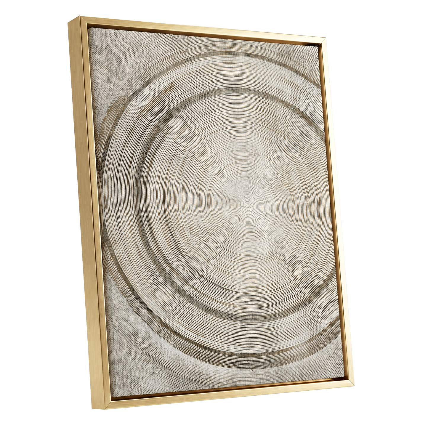 Echoes in the Grain, beige, brown, gray nature wall art shown as a gold framed canvas wall art