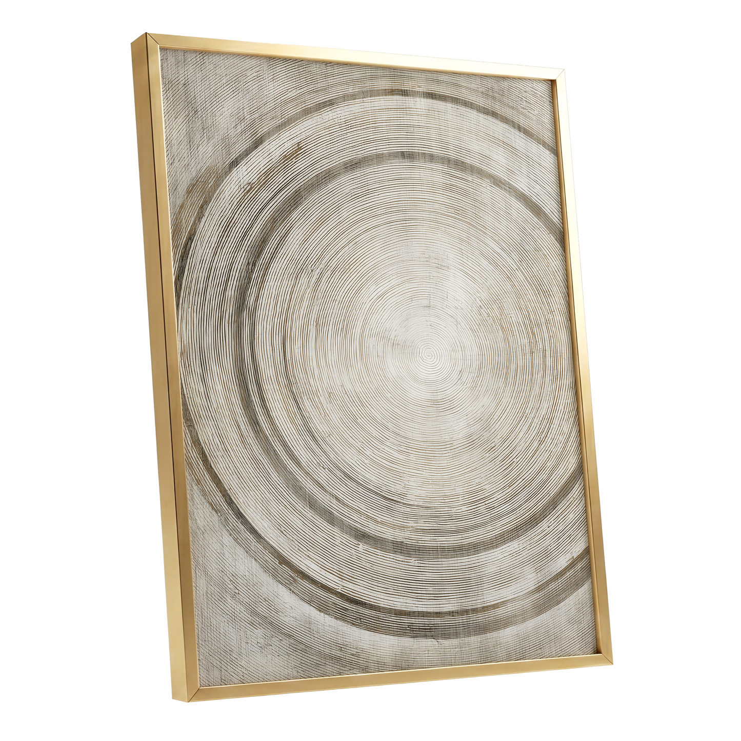 Echoes in the Grain, beige, brown, gray nature wall art shown as a gold framed poster wall art print