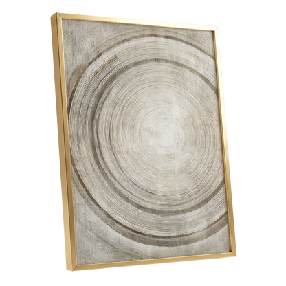 Echoes in the Grain, beige, brown, gray nature wall art shown as a gold framed poster wall art print