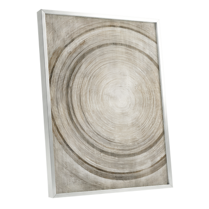 Echoes in the Grain, beige, brown, gray nature wall art shown as a silver framed poster wall art print