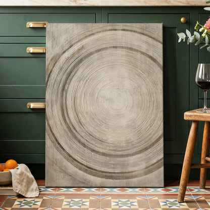 Echoes in the Grain, beige, brown, gray nature wall art displayed in a styled interior, gallery view 3