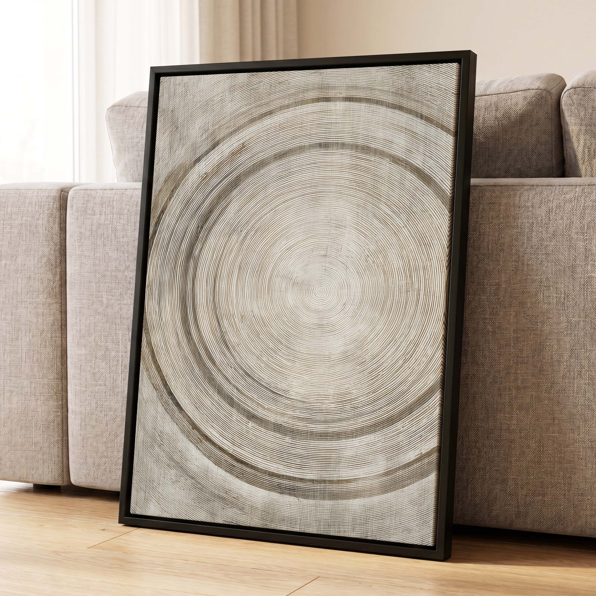 Echoes in the Grain, beige, brown, gray nature wall art displayed in a styled interior, gallery view 4