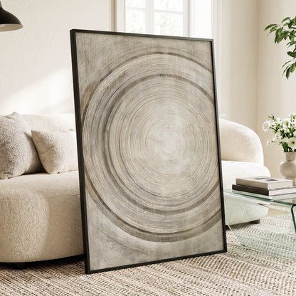 Echoes in the Grain, beige, brown, gray nature wall art displayed in a styled interior, gallery view 6