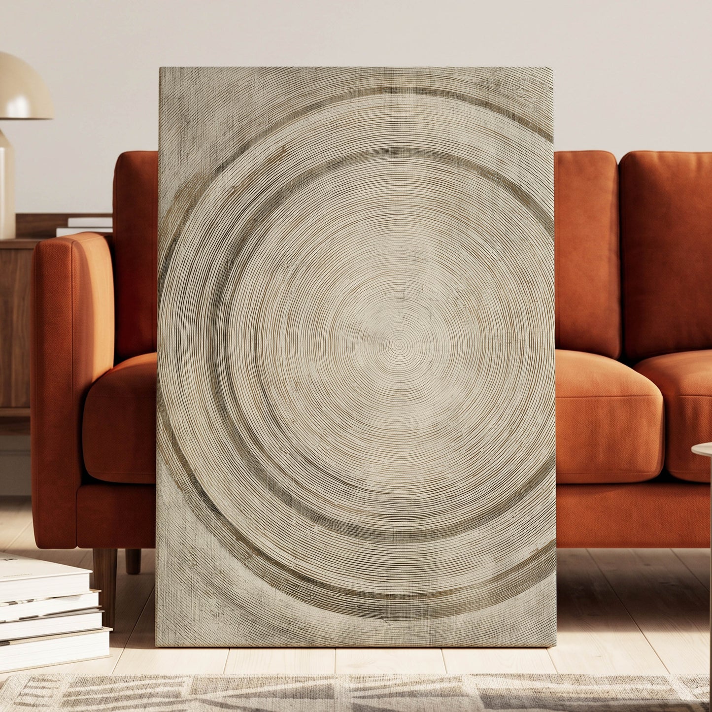 Echoes in the Grain, beige, brown, gray nature wall art displayed in a styled interior, gallery view 7