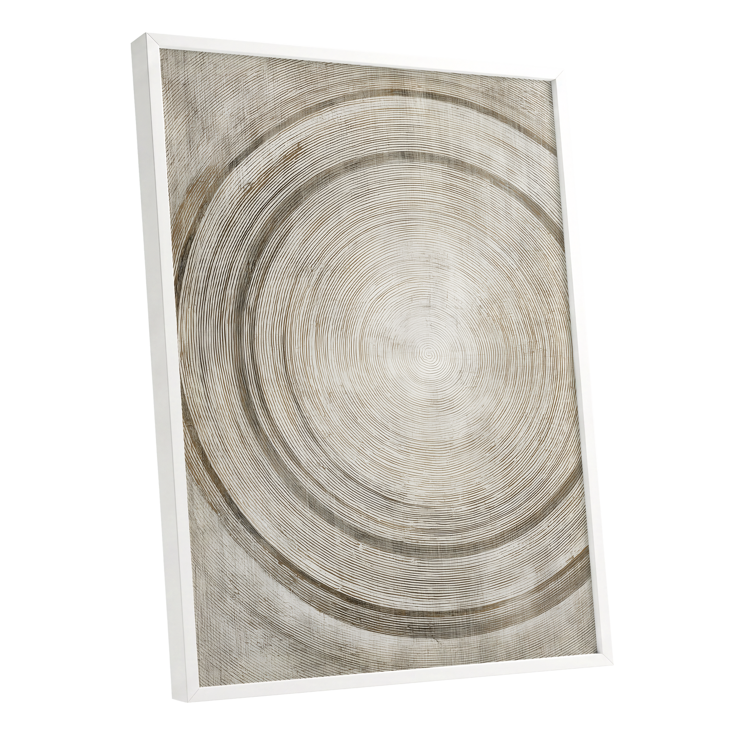 Echoes in the Grain, beige, brown, gray nature wall art shown as a white framed poster wall art print