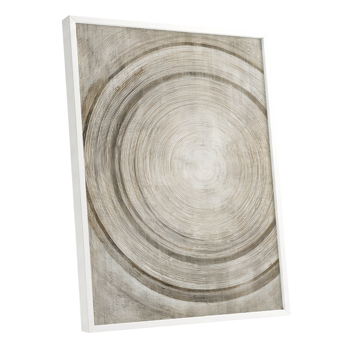 Echoes in the Grain, beige, brown, gray nature wall art shown as a white framed poster wall art print