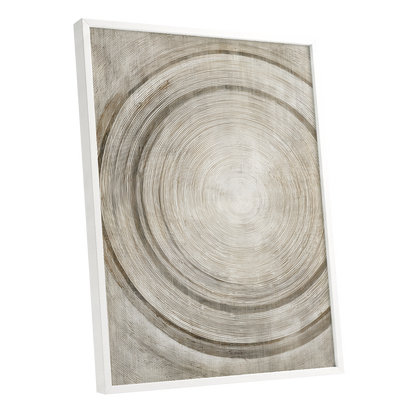 Echoes in the Grain, beige, brown, gray nature wall art shown as a white framed poster wall art print