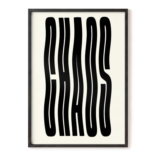 Elastic Chaos, black, beige minimalist wall art, front artwork view