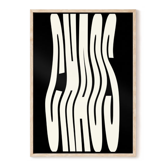 Elastic Letterforms, black, beige minimalist wall art, front artwork view