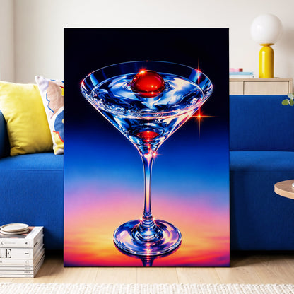 Electric Cocktail, blue, black, red abstract wall art displayed in a styled interior, gallery view 3