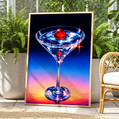 Electric Cocktail, blue, black, red abstract wall art displayed in a styled interior, gallery view 6