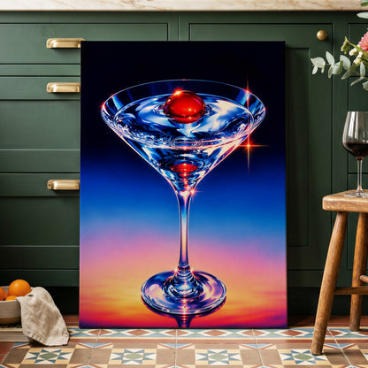 Electric Cocktail, blue, black, red abstract wall art displayed in a styled interior, gallery view 7