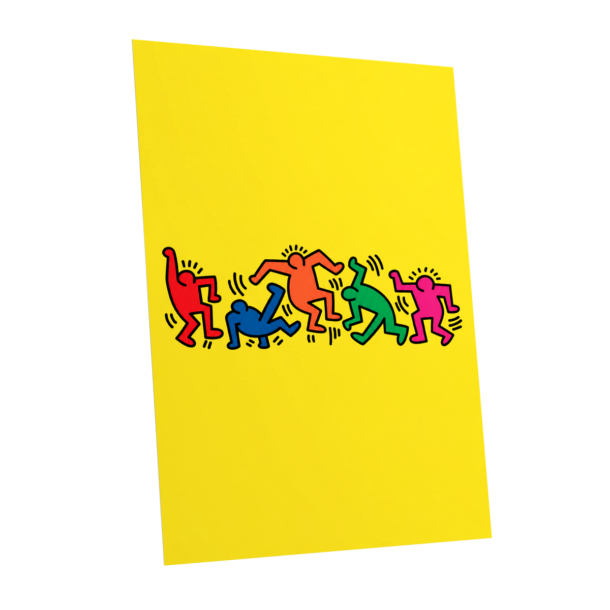 Electric Dance Parade, yellow, black, multicolor minimalist wall art shown as a unframed poster wall art print