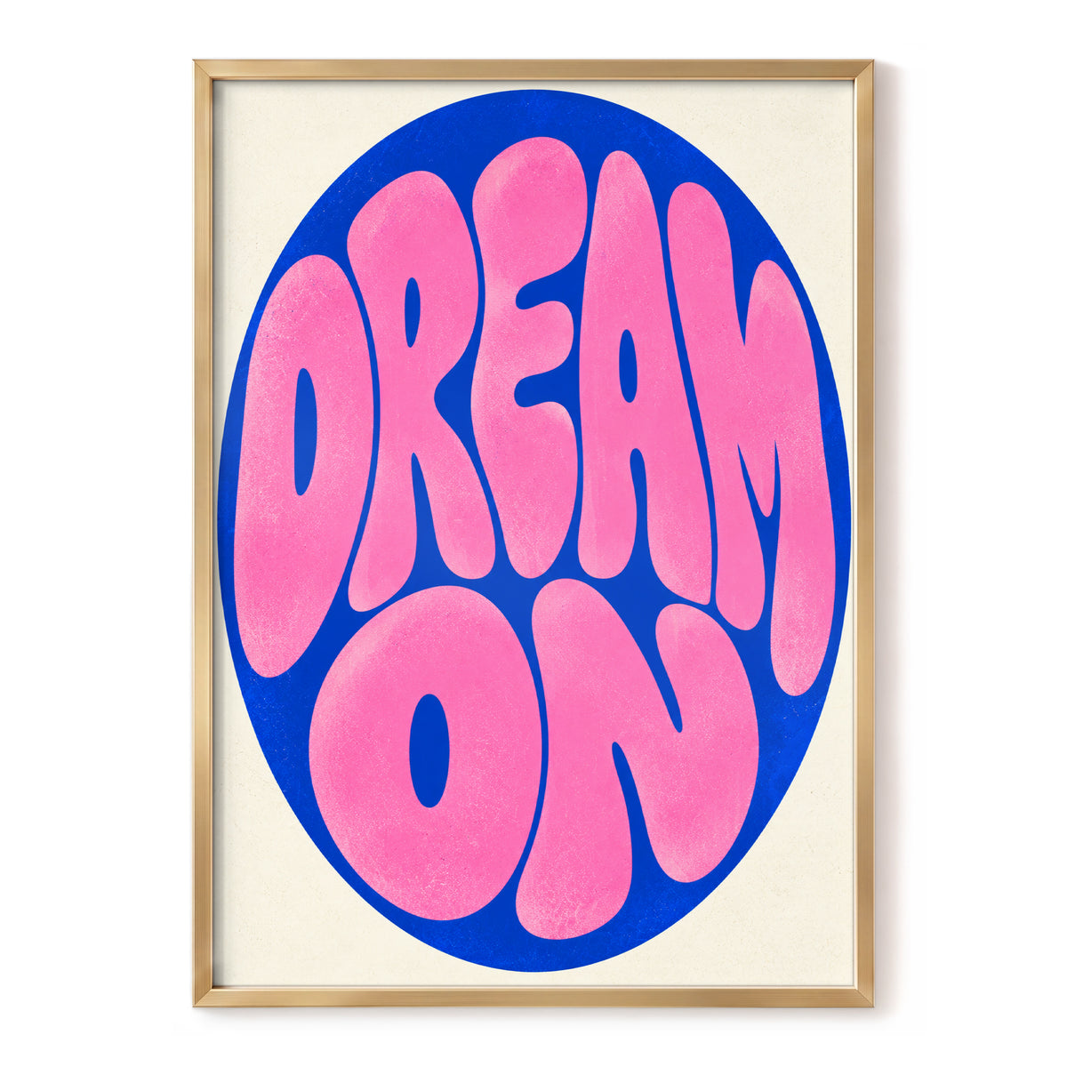 Electric Daydream, pink, blue, beige abstract wall art, front artwork view