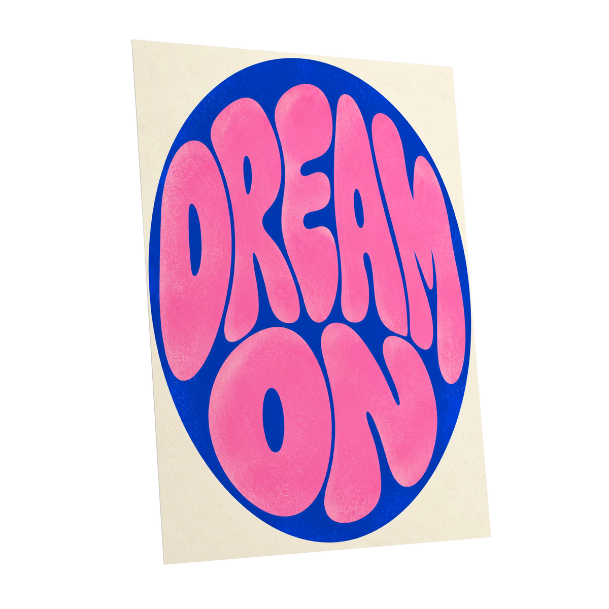 Electric Daydream, pink, blue, beige abstract wall art shown as a unframed poster wall art print
