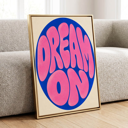 Electric Daydream, pink, blue, beige abstract wall art displayed in a styled interior, gallery view 1