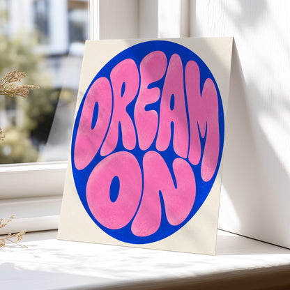 Electric Daydream, pink, blue, beige abstract wall art displayed in a styled interior, gallery view 5
