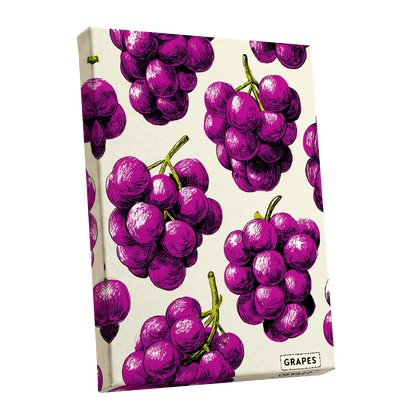 Electric Grape Harvest, purple, pink, black nature wall art shown as a stretched canvas wall art