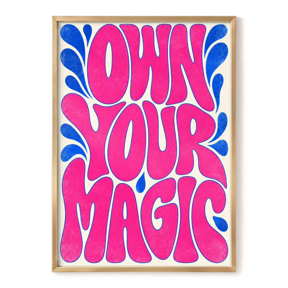 Electric Magic, pink, blue, beige abstract wall art, front artwork view