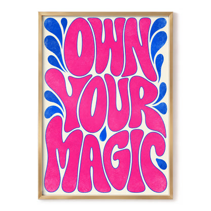 Electric Magic, pink, blue, beige abstract wall art, front artwork view