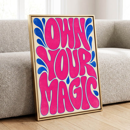 Electric Magic, pink, blue, beige abstract wall art displayed in a styled interior, gallery view 1
