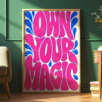 Electric Magic, pink, blue, beige abstract wall art displayed in a styled interior, gallery view 6