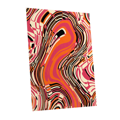 Electric Marbling, pink, orange, black abstract wall art shown as a unframed poster wall art print