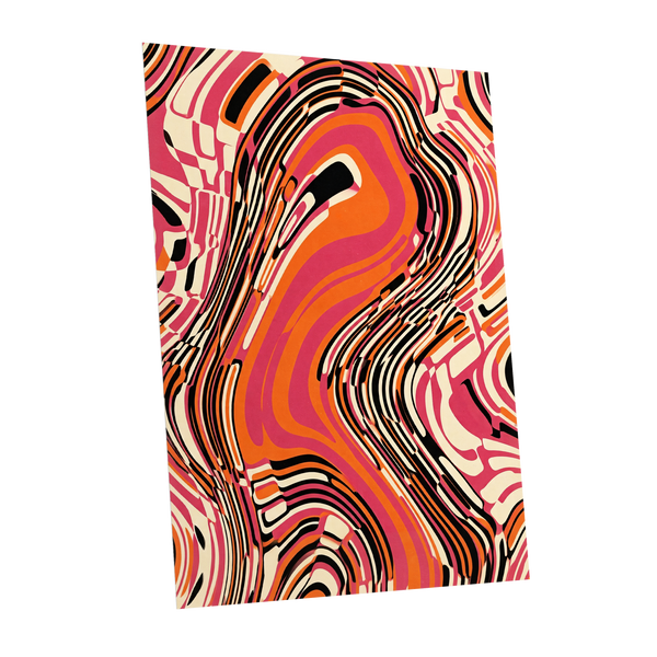 Electric Marbling, pink, orange, black abstract wall art shown as a unframed poster wall art print