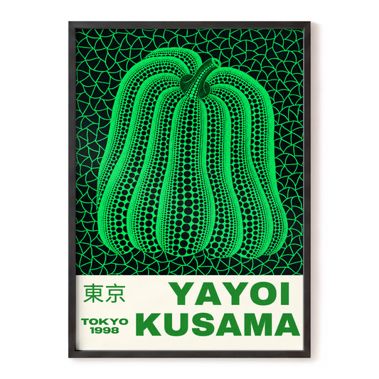 Electric Pumpkin Tokyo, green, black, beige nature wall art, front artwork view