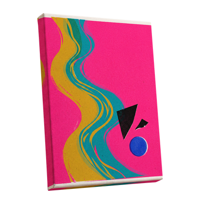 Electric River, pink, gold, green abstract wall art shown as a stretched canvas wall art