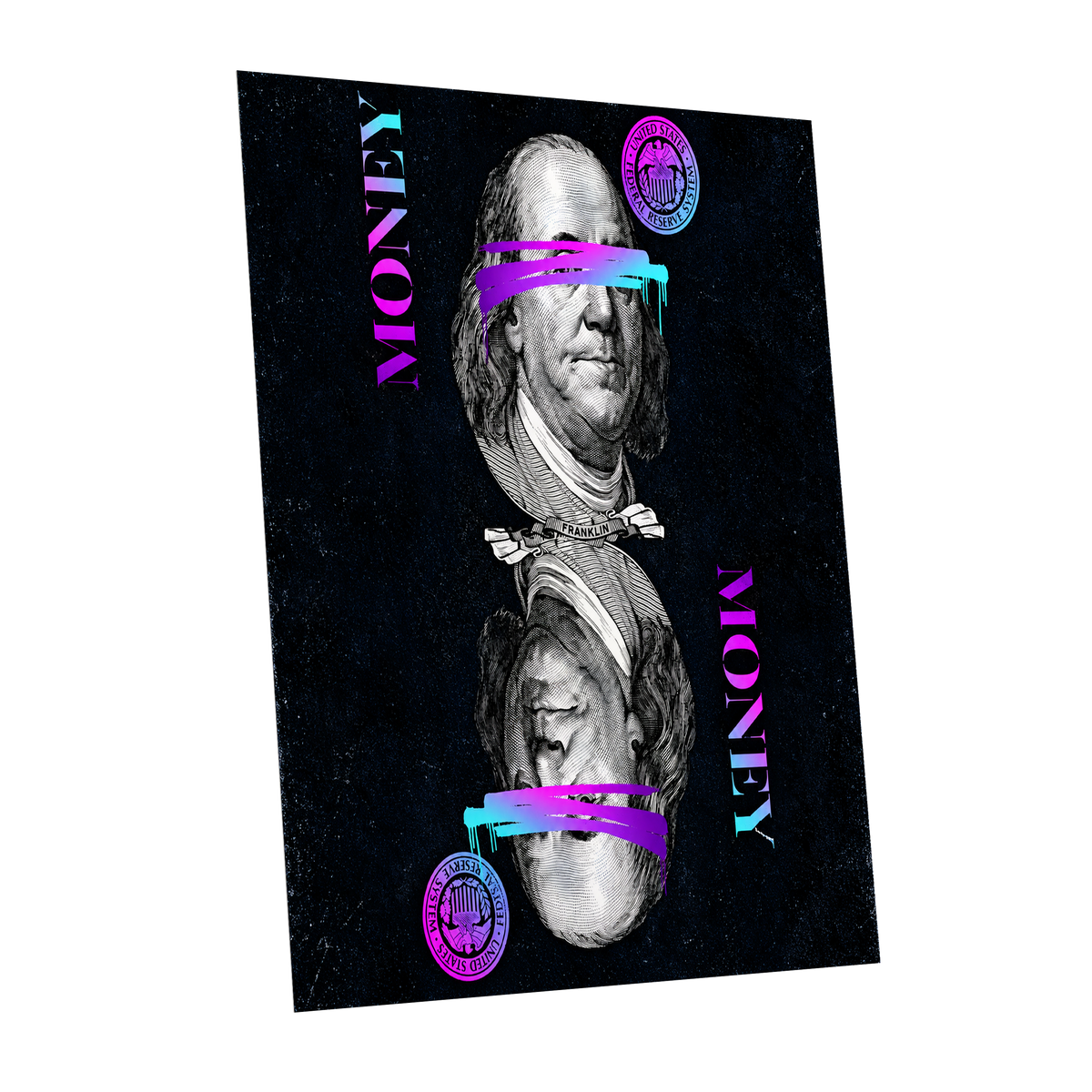 Electric Tender, black, pink, blue abstract wall art shown as a unframed poster wall art print