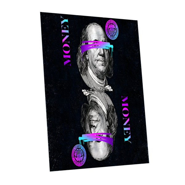 Electric Tender, black, pink, blue abstract wall art shown as a unframed poster wall art print