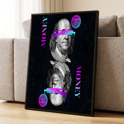 Electric Tender, black, pink, blue abstract wall art displayed in a styled interior, gallery view 1